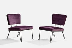 American Designer, Sillas Slipper, Hierro, Terciopelo, EE.UU., Década de 1950