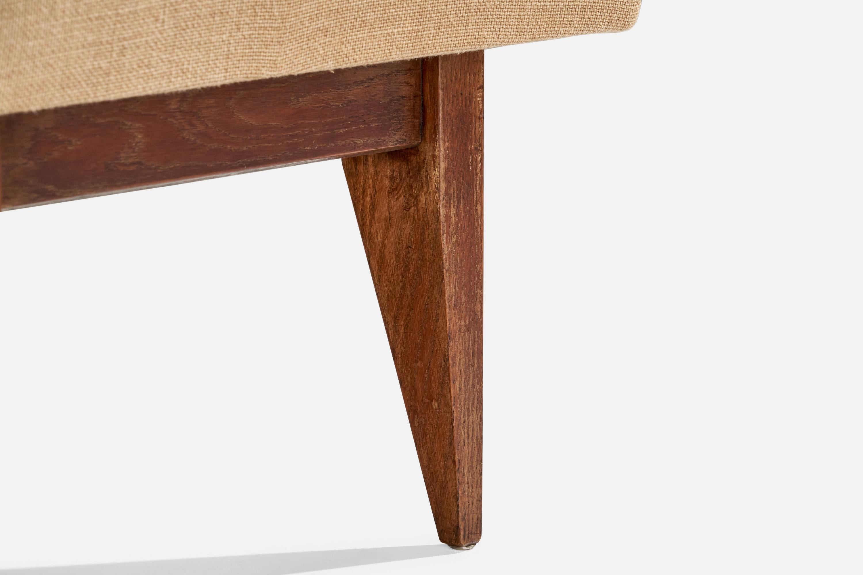 American Designer, Slipper Chairs, Oak, Fabric, USA, 1950s For Sale 3