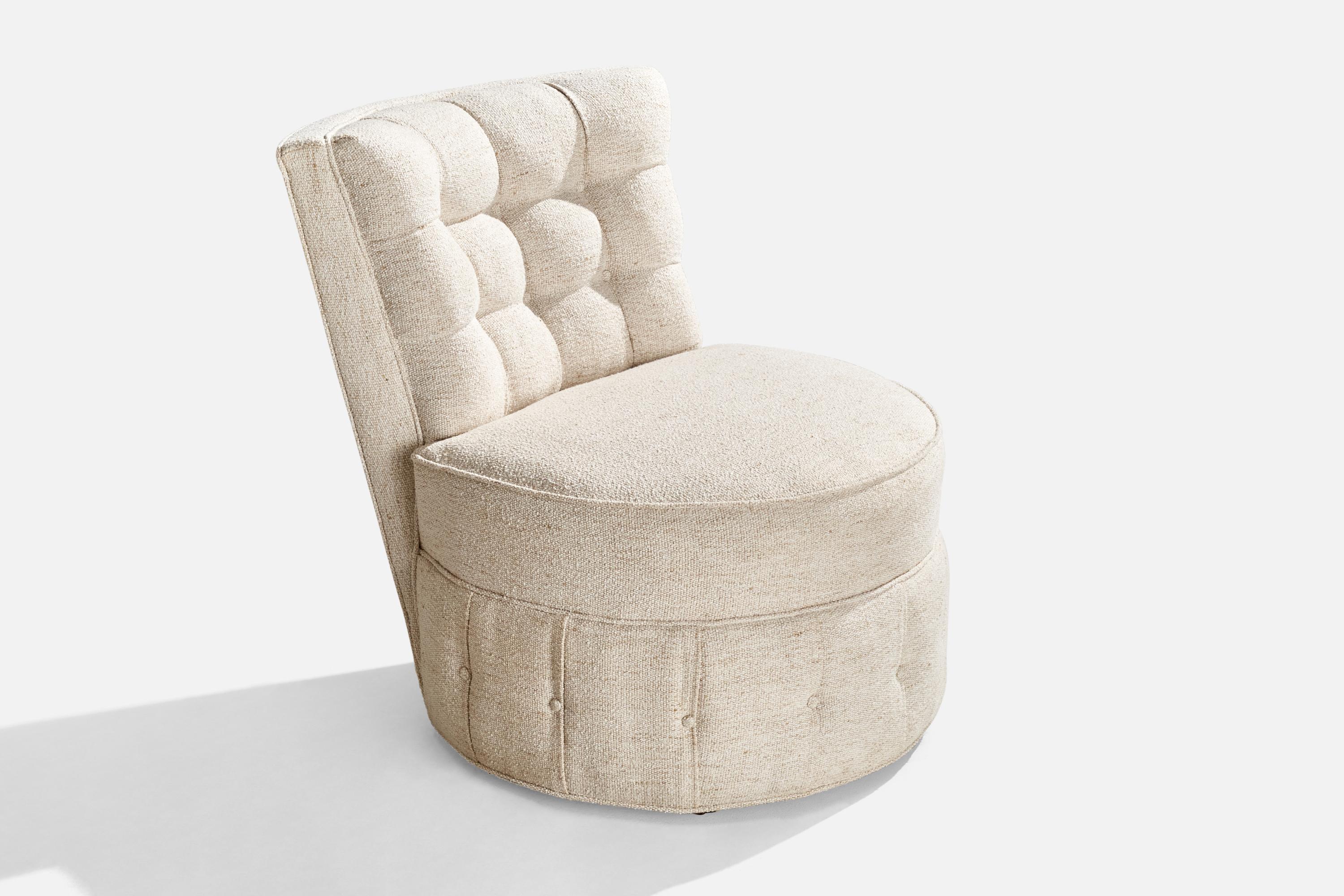 Mid-20th Century American Designer, Slipper Chairs, Wood, Fabric, USA, 1940s For Sale
