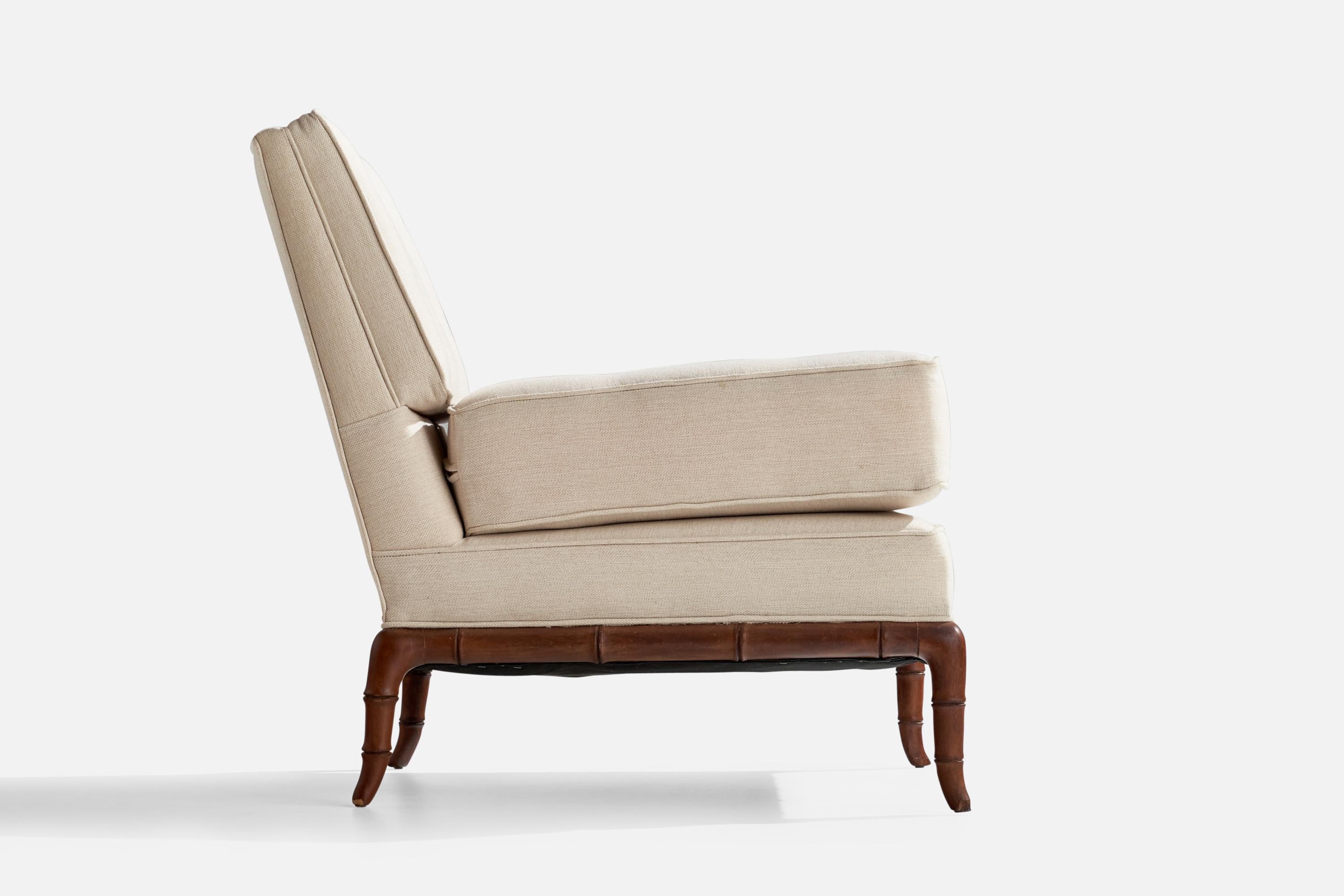 Milieu du XXe siècle Designer américain, chaises pantoufles, bois, tissu, États-Unis, années 1940 en vente