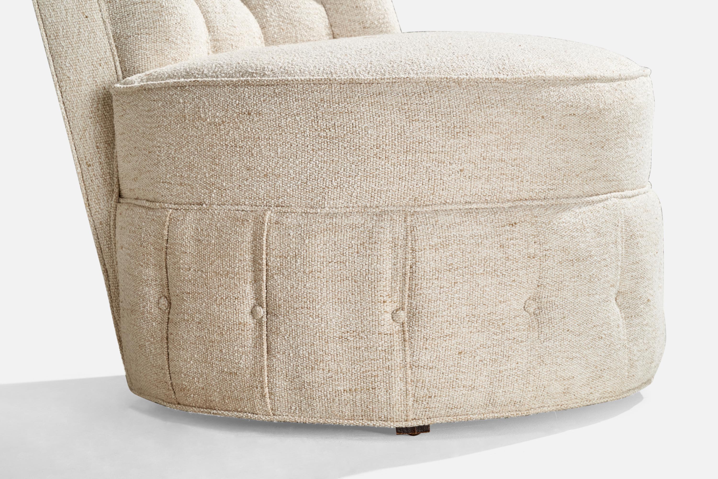 American Designer, Slipper Chairs, Wood, Fabric, USA, 1940s For Sale 2
