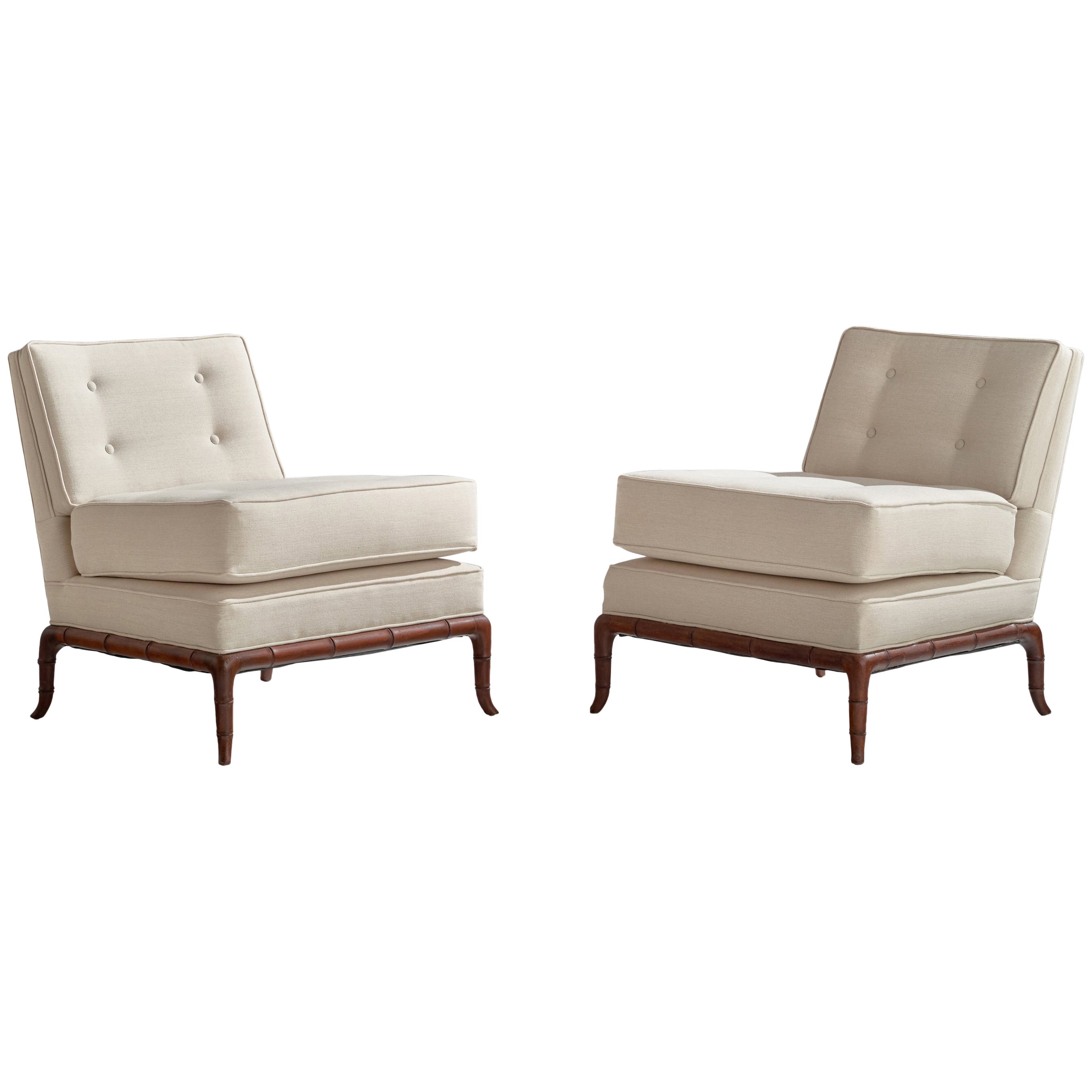 Diseñador Americano, Sillas Slipper, Madera, Tela, EEUU, Década de 1940