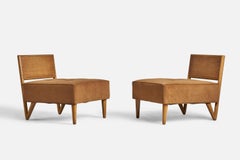 Designer américain, chaises pantoufles, bois, rotin, tissu, États-Unis, années 1940