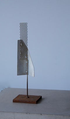 American Designer, Small Abstract Sculpture, Metal, Brass, Paint, USA, 1960s