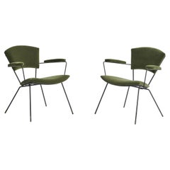 American Designer, Small Lounge Chairs, Iron, Mohair, USA, 1950s