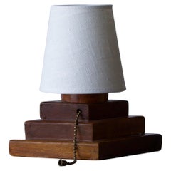 Retro American Designer, Small Table Lamp, Stained Wood, United States, 1940s