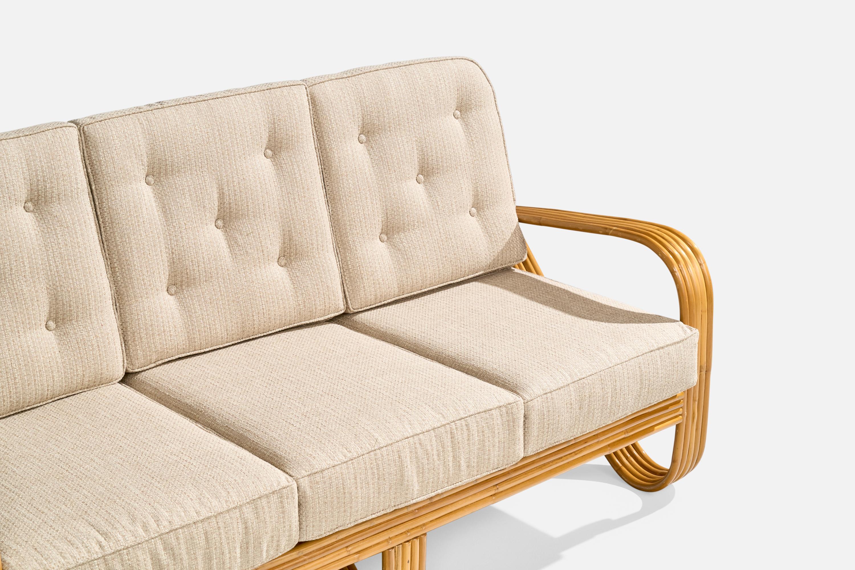 Designer américain, canapé, bambou, tissu, États-Unis, 1970 en vente 4