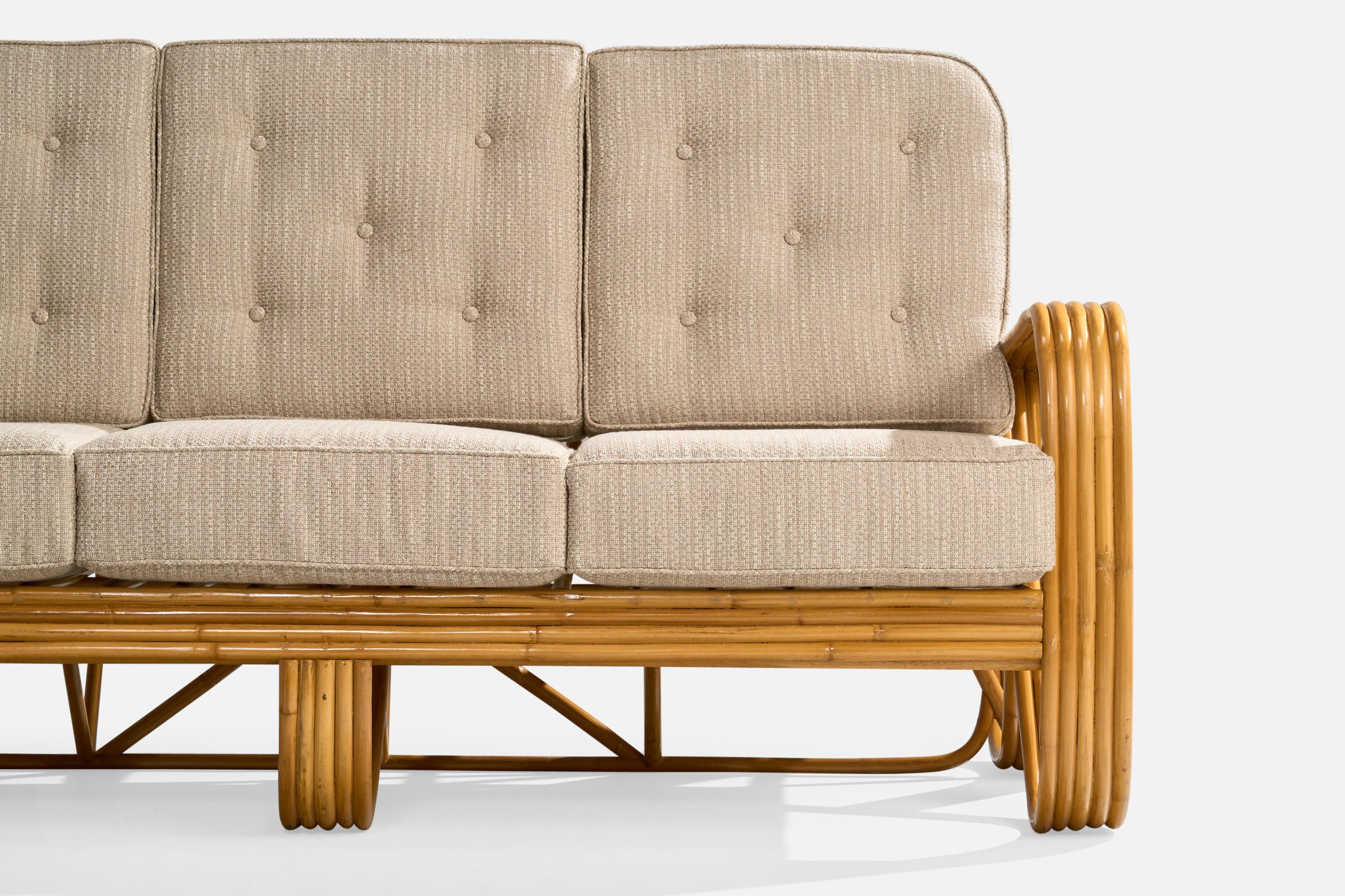 Designer américain, canapé, bambou, tissu, États-Unis, 1970 en vente 5