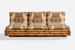 American Designer, Sofa, Bamboo, Fabric, USA, 1970s