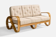 Amerikanische Designerin, Sofa, Bambus, Stoff, USA, 1970er Jahre