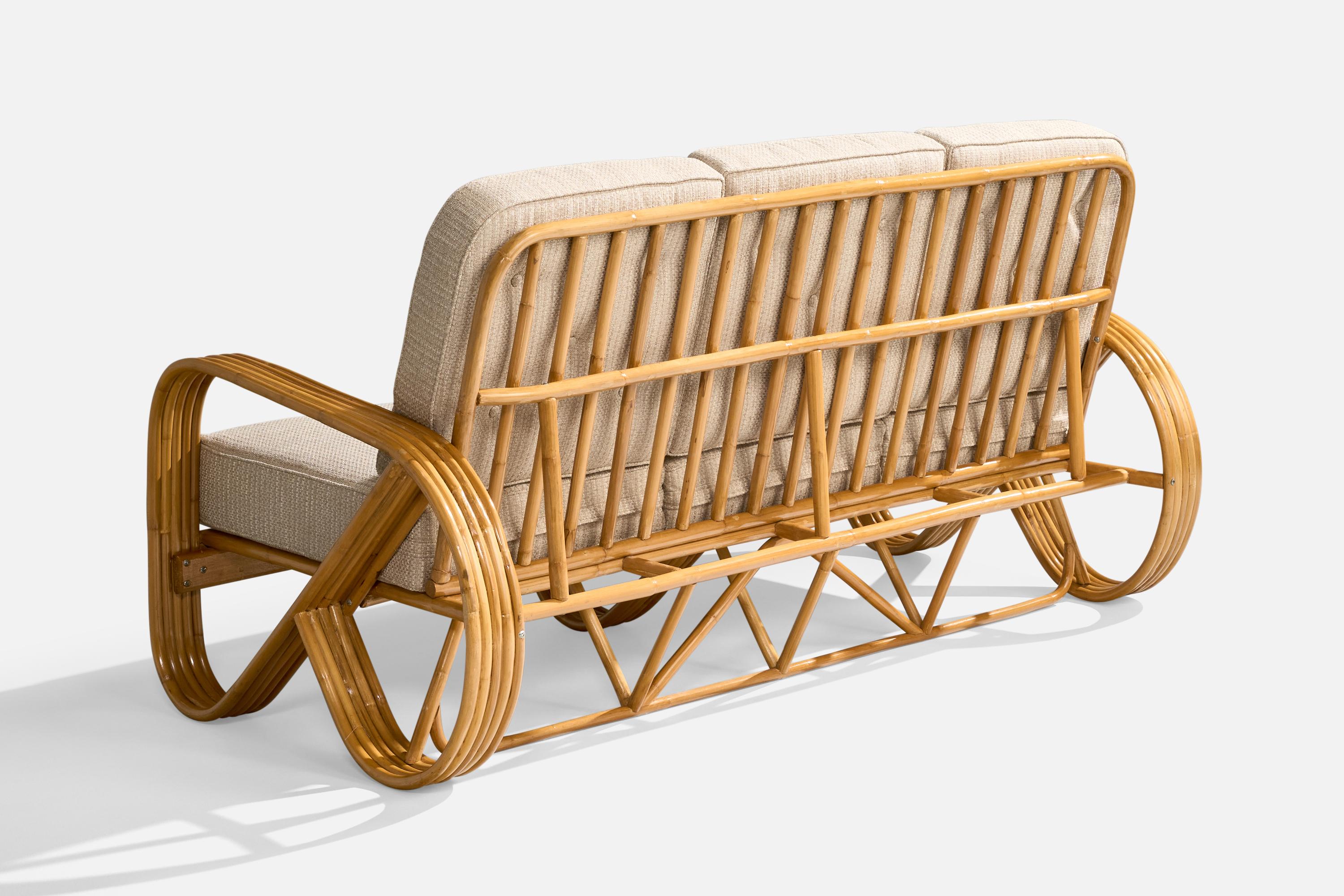 Tissu Designer américain, canapé, bambou, tissu, États-Unis, 1970 en vente