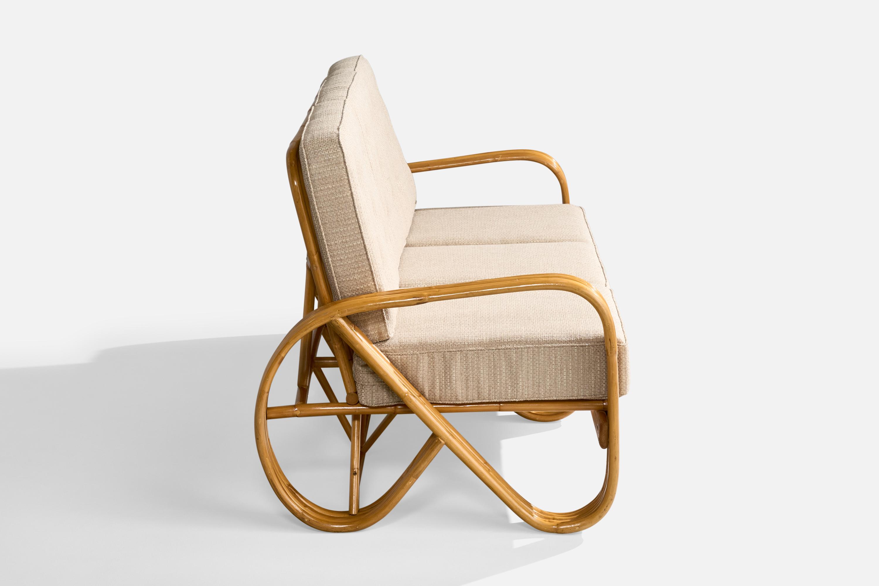 Designer américain, canapé, bambou, tissu, États-Unis, 1970 en vente 2