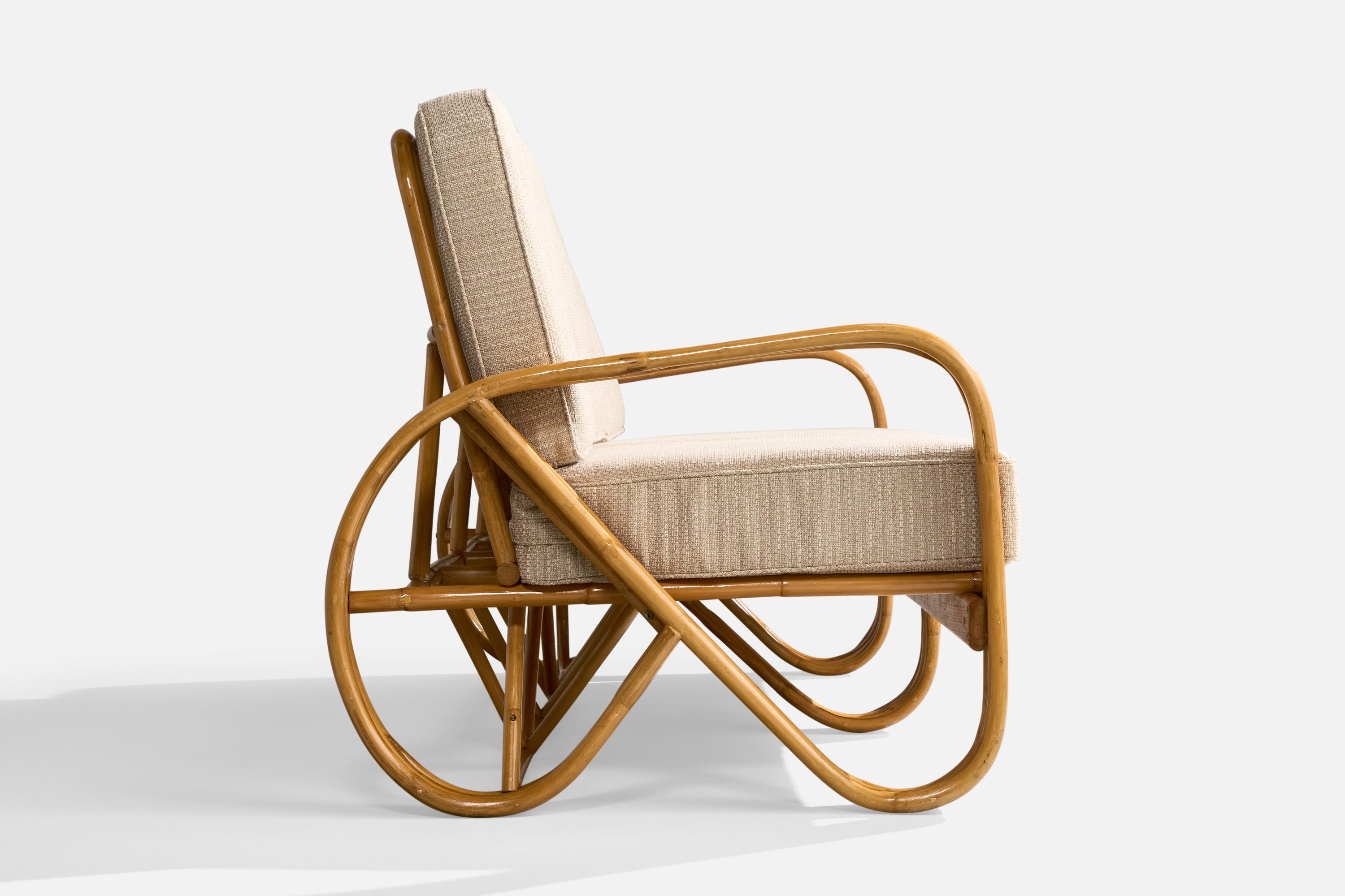 Designer américain, canapé, bambou, tissu, États-Unis, 1970 en vente 3