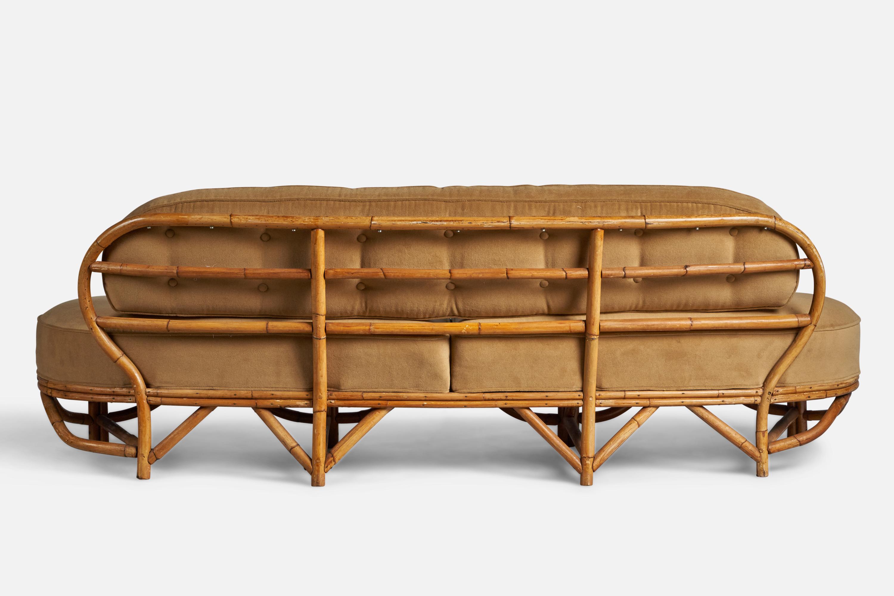 Mid-Century Modern American Designer, Sofa, Bamboo, Mohair, USA, 1950s