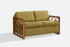 Amerikanische Designerin, Sofa, Bambus, Rattan, Stoff, USA, 1960er Jahre