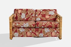 American Designer, Sofa, Bamboo, Rattan, Fabric, USA, 1960s