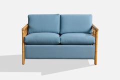 American Designer, Sofa, Bamboo, Rattan, Fabric, USA, 1960s