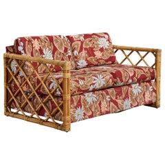 American Designer, Sofa, Bamboo, Rattan, Fabric, USA, 1960s