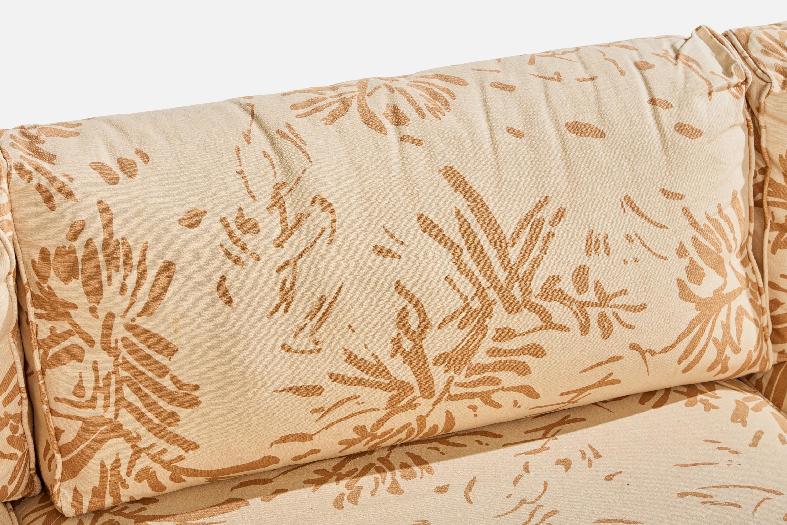 American Designer, Sofa, Bamboo, Rattan, Fabric, USA, 1980s (Stoff) im Angebot