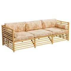 American Designer, Sofa, Bamboo, Rattan, Fabric, USA, 1980s