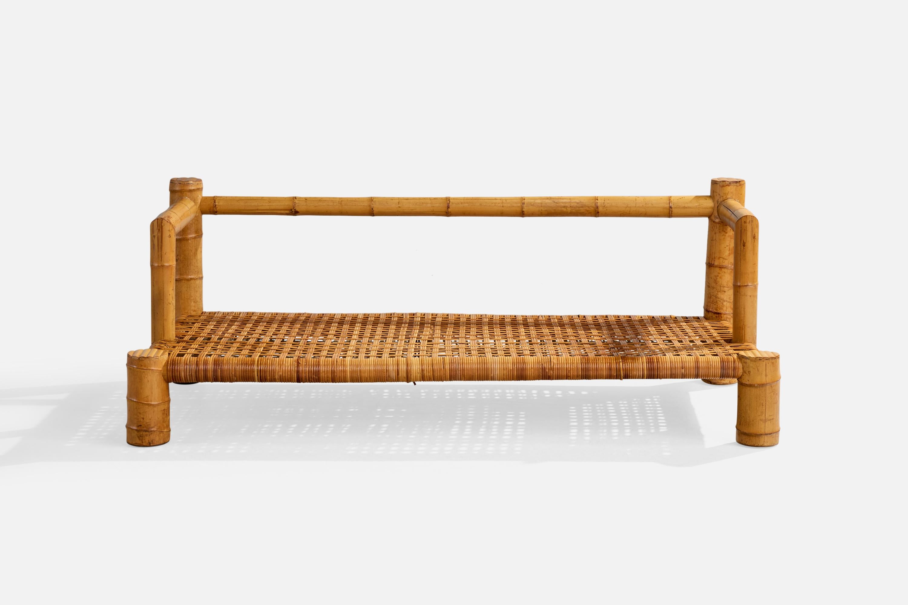 Mid-Century Modern American Designer, Sofa, Bamboo, Rattan, USA, 1970s For Sale
