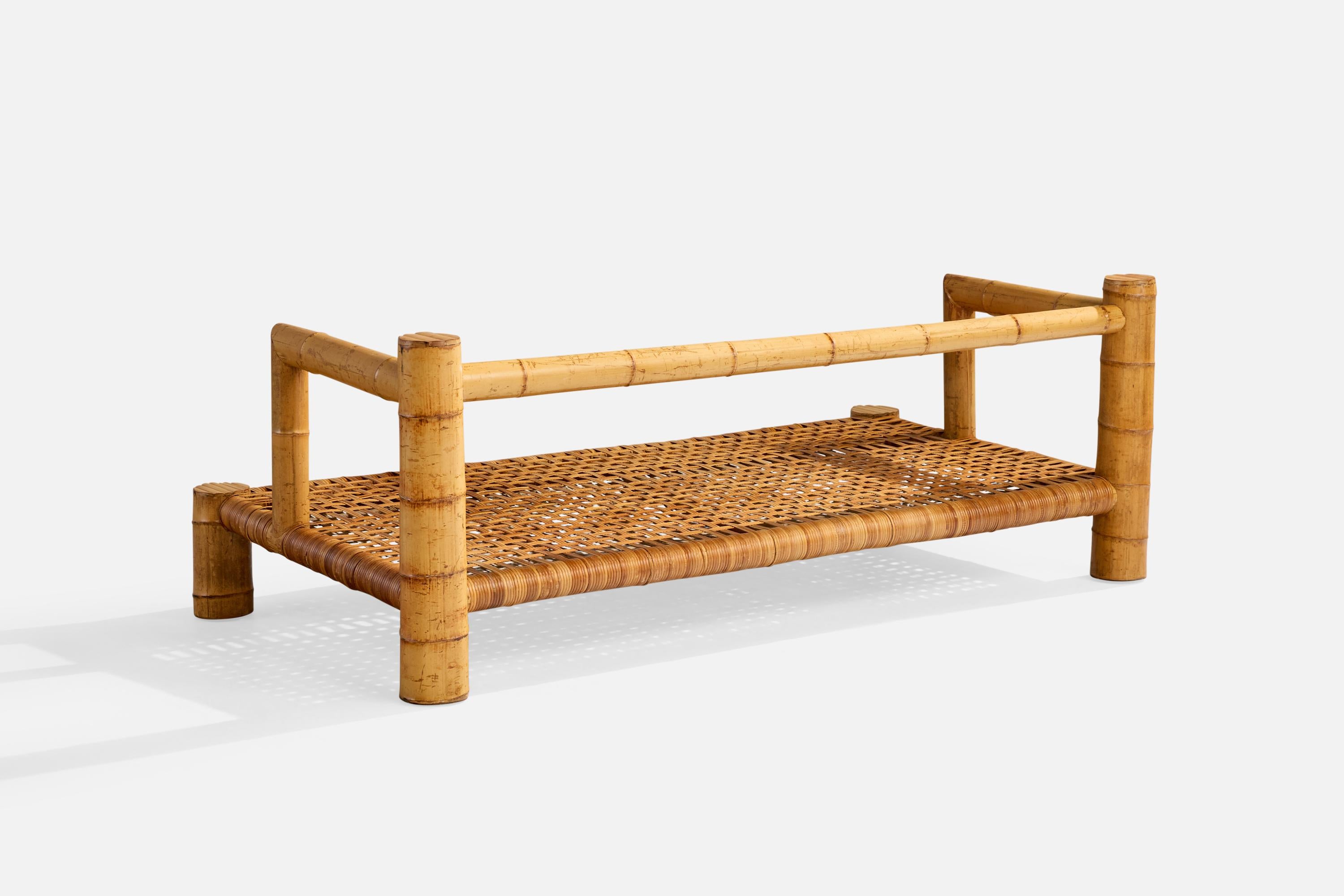 Late 20th Century American Designer, Sofa, Bamboo, Rattan, USA, 1970s For Sale