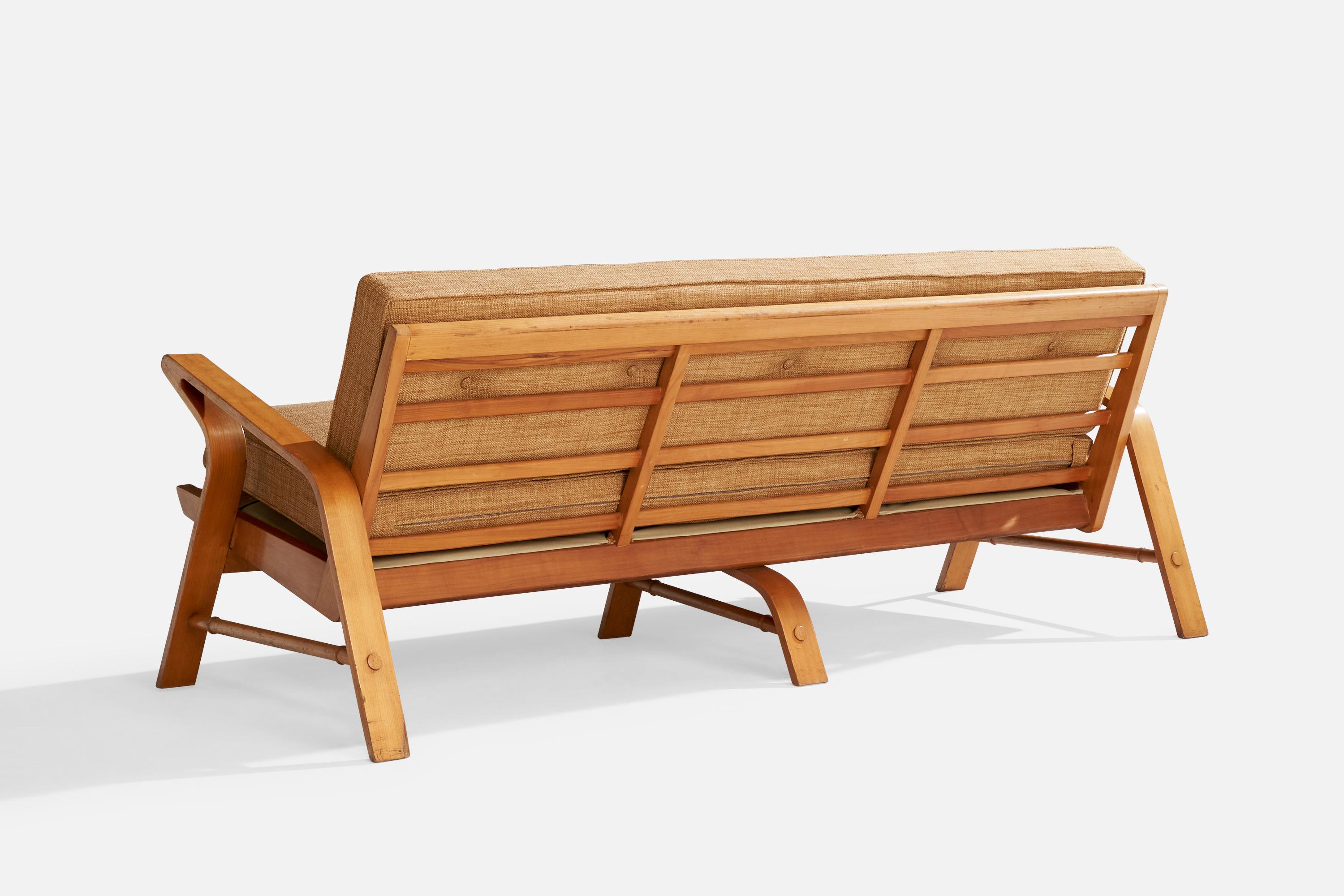 Mid-20th Century American Designer, Sofa, Birch, Fabric, USA, 1950s For Sale