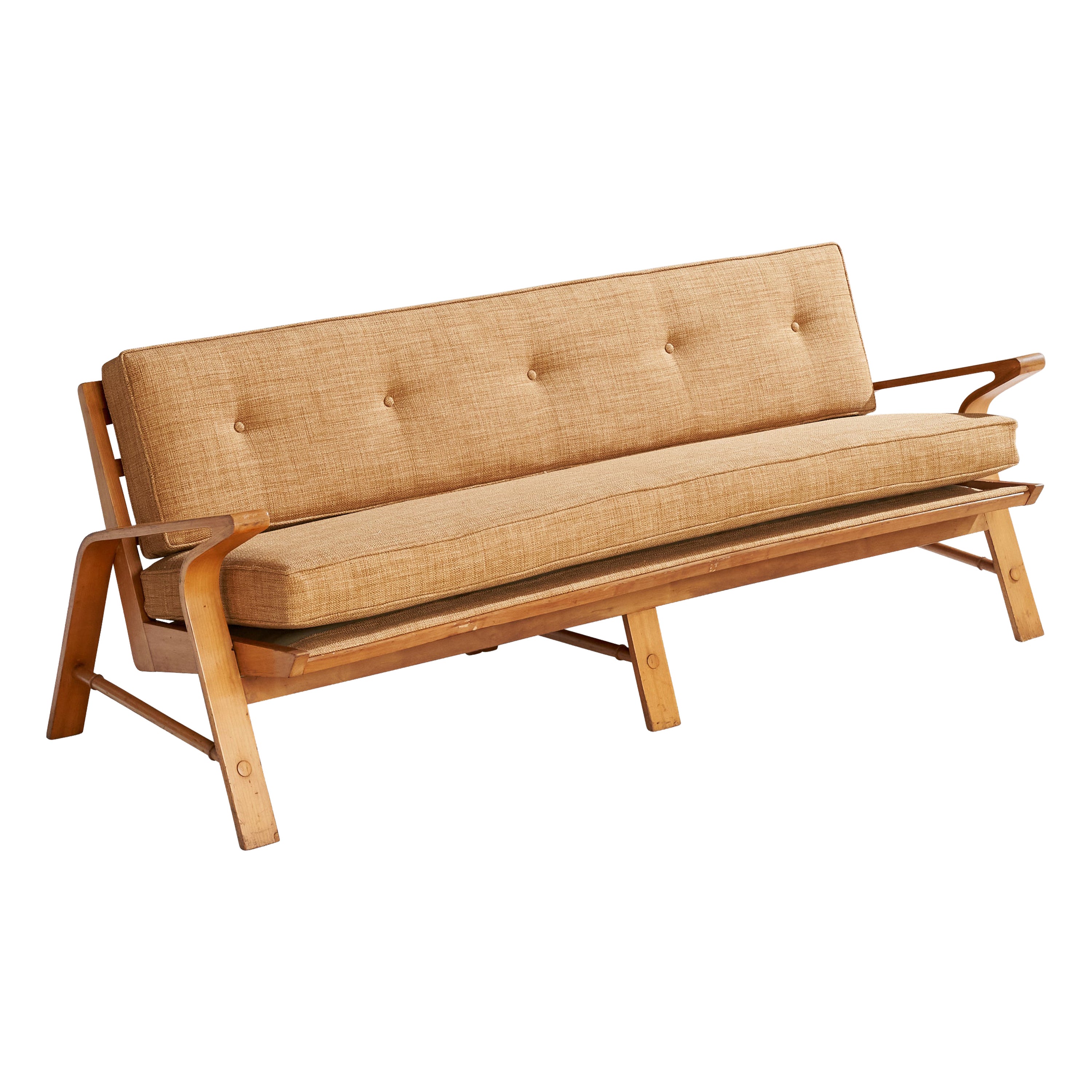 American Designer, Sofa, Birch, Fabric, USA, 1950s