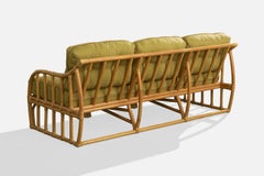 American Designer, Sofa, Fabric, Bamboo, Rattan, USA, 1970s