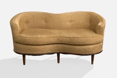 Designer américain, canapé, tissu, Wood, États-Unis, années 1950