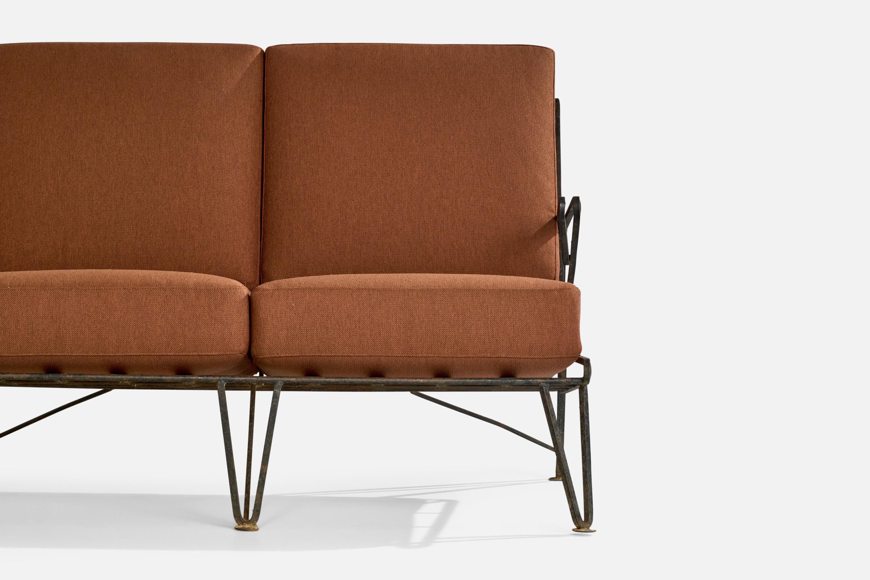 Diseñador americano, Sofá, Hierro, Tela, EE.UU., Década de 1950 en venta 5