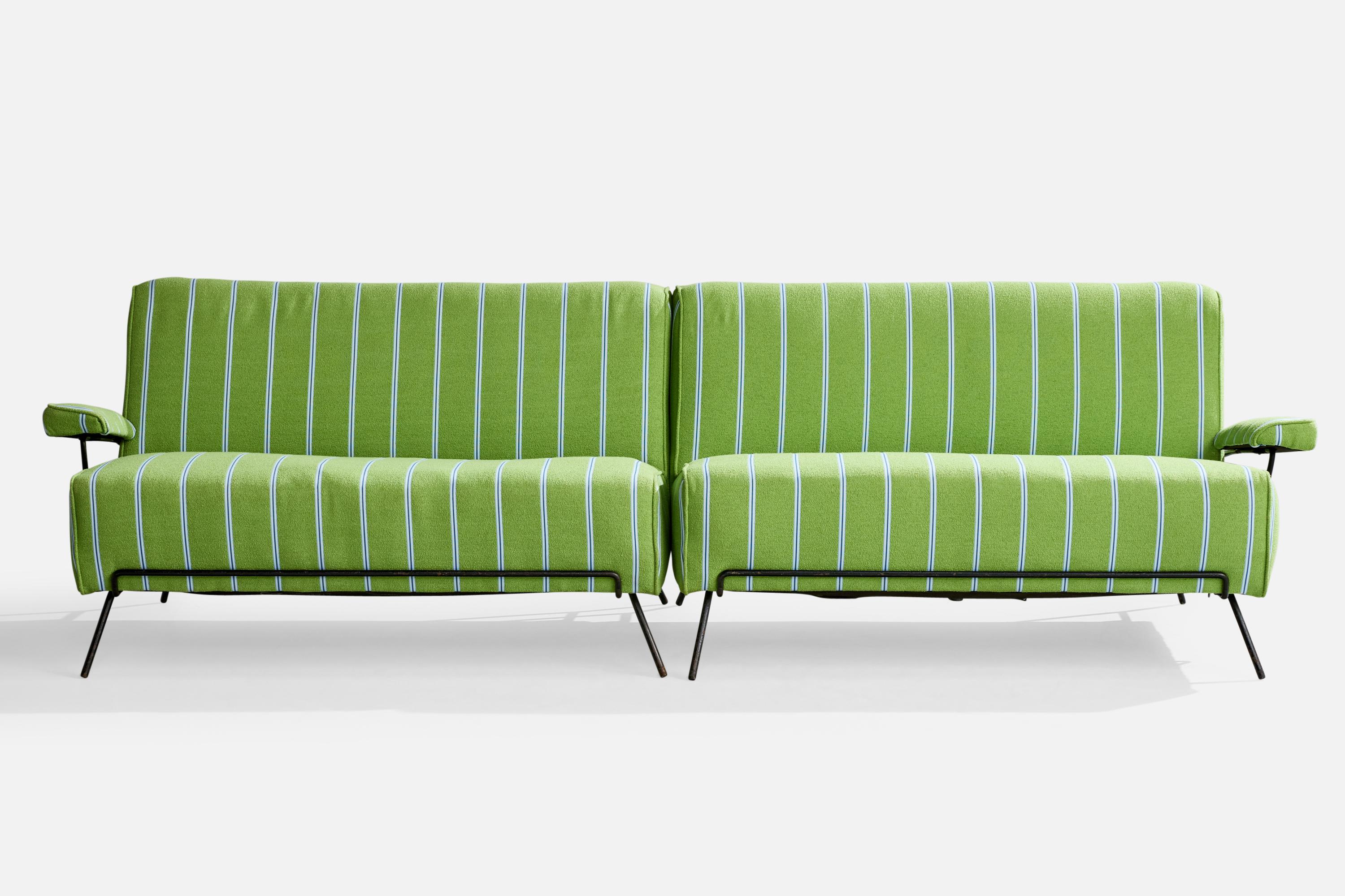 Amerikanische Designerin, Sofa, Eisen, Stoff, USA, 1950er Jahre (Moderne der Mitte des Jahrhunderts) im Angebot