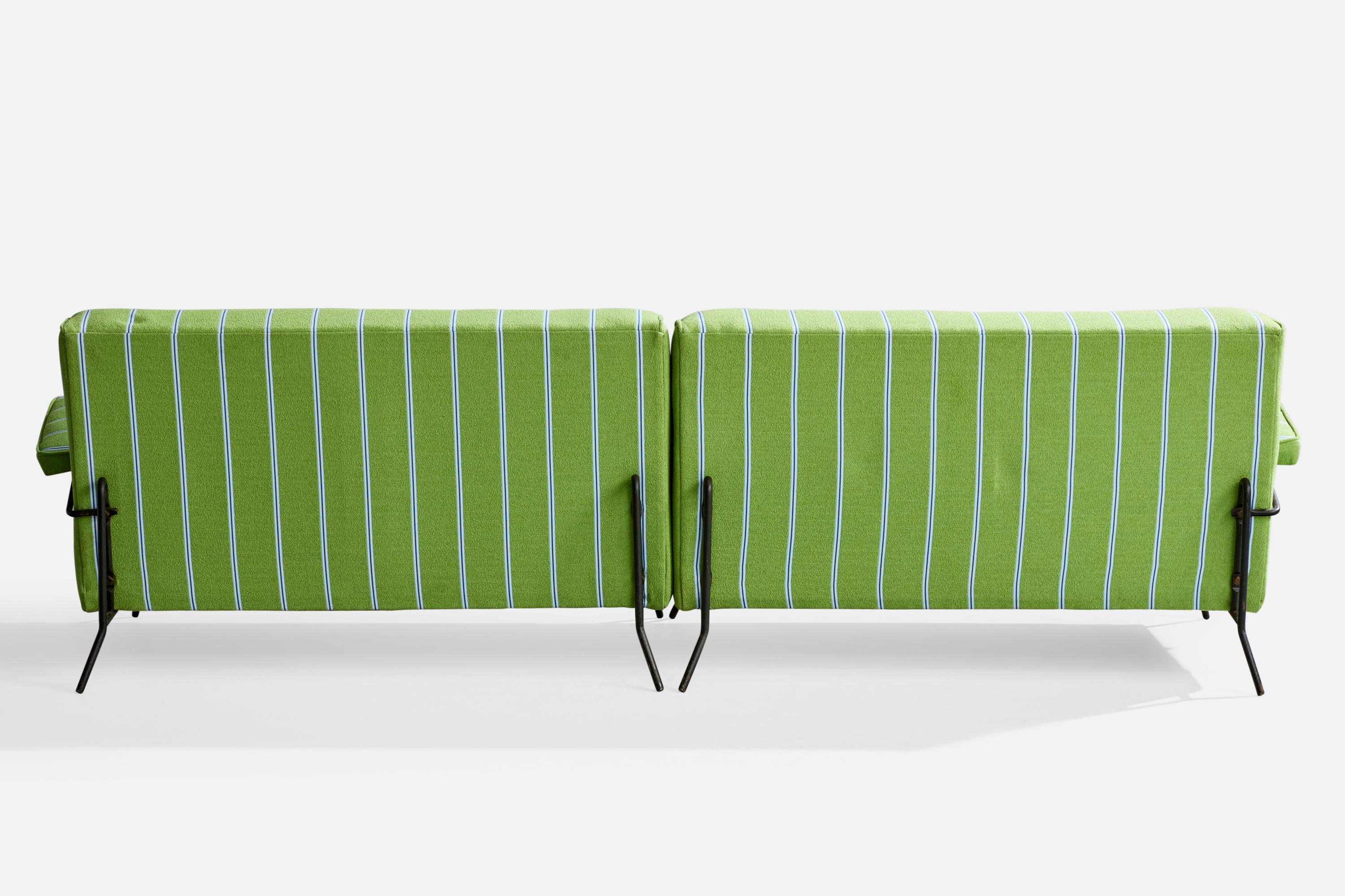 Amerikanische Designerin, Sofa, Eisen, Stoff, USA, 1950er Jahre im Zustand „Gut“ im Angebot in High Point, NC