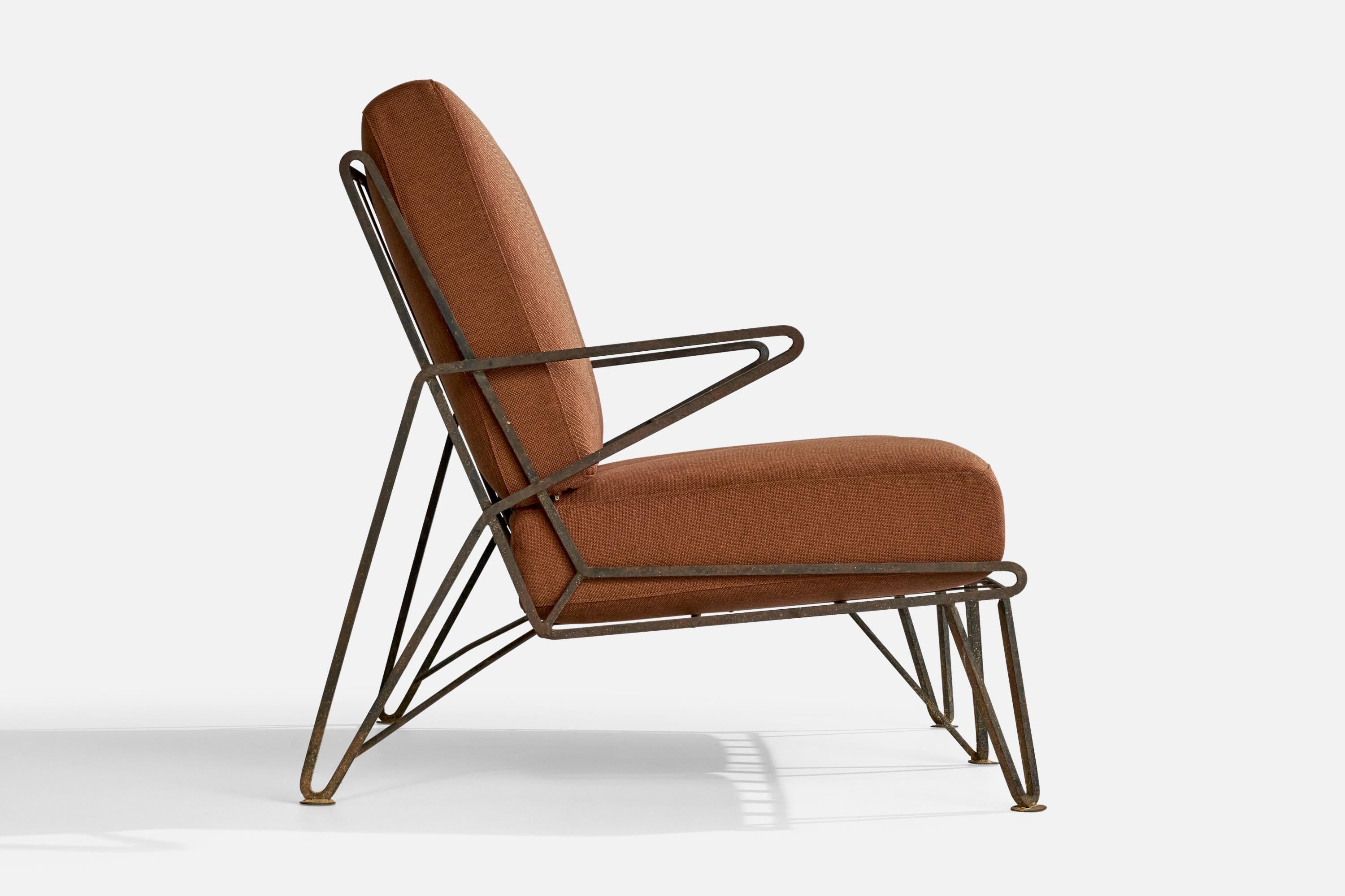 Diseñador americano, Sofá, Hierro, Tela, EE.UU., Década de 1950 en venta 1
