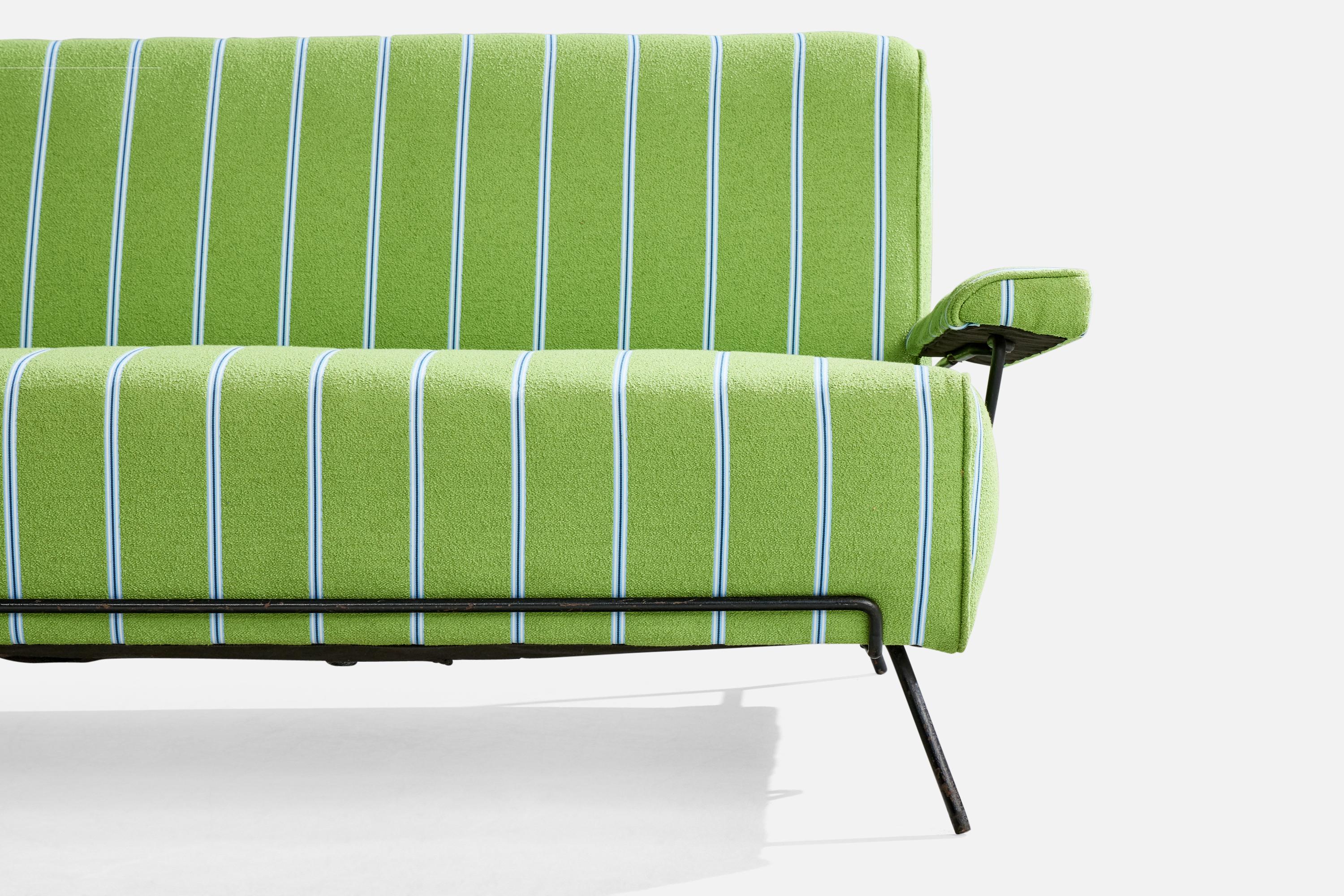 Amerikanische Designerin, Sofa, Eisen, Stoff, USA, 1950er Jahre im Angebot 2