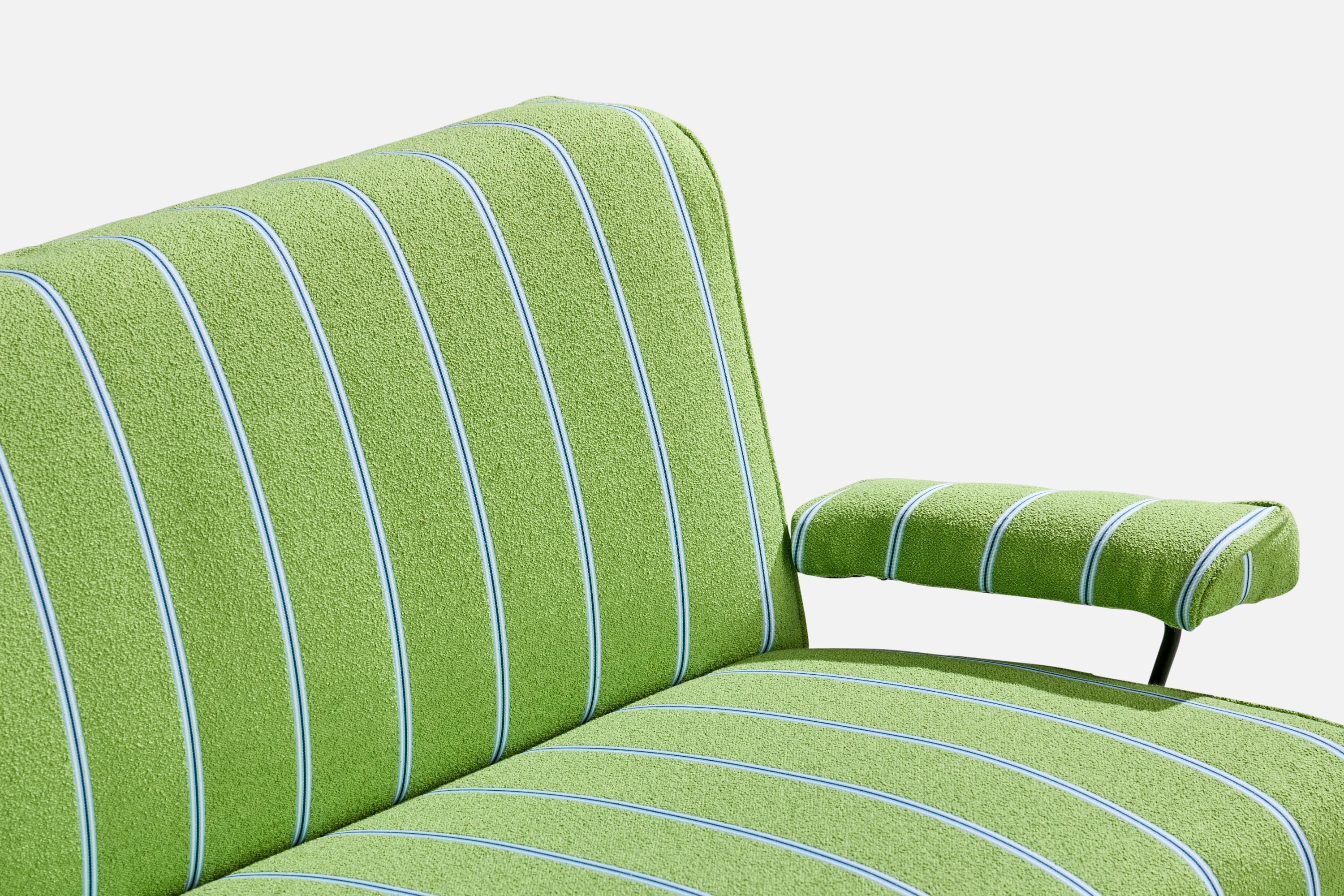 Amerikanische Designerin, Sofa, Eisen, Stoff, USA, 1950er Jahre im Angebot 3