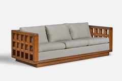 Designer américain, Canapé, Oak, Tissu, USA, années 1940
