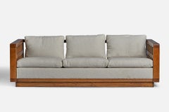 American Designer, Sofa, Oak, Fabric, USA, 1940s