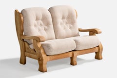 American Designer, Sofa, Oak, Fabric, USA, 1950s