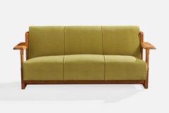 American Designer, Sofa, Oak, Fabric, USA, 1950s