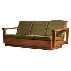 Designer américain, Canapé, Oak, Tissu, USA, années 1950