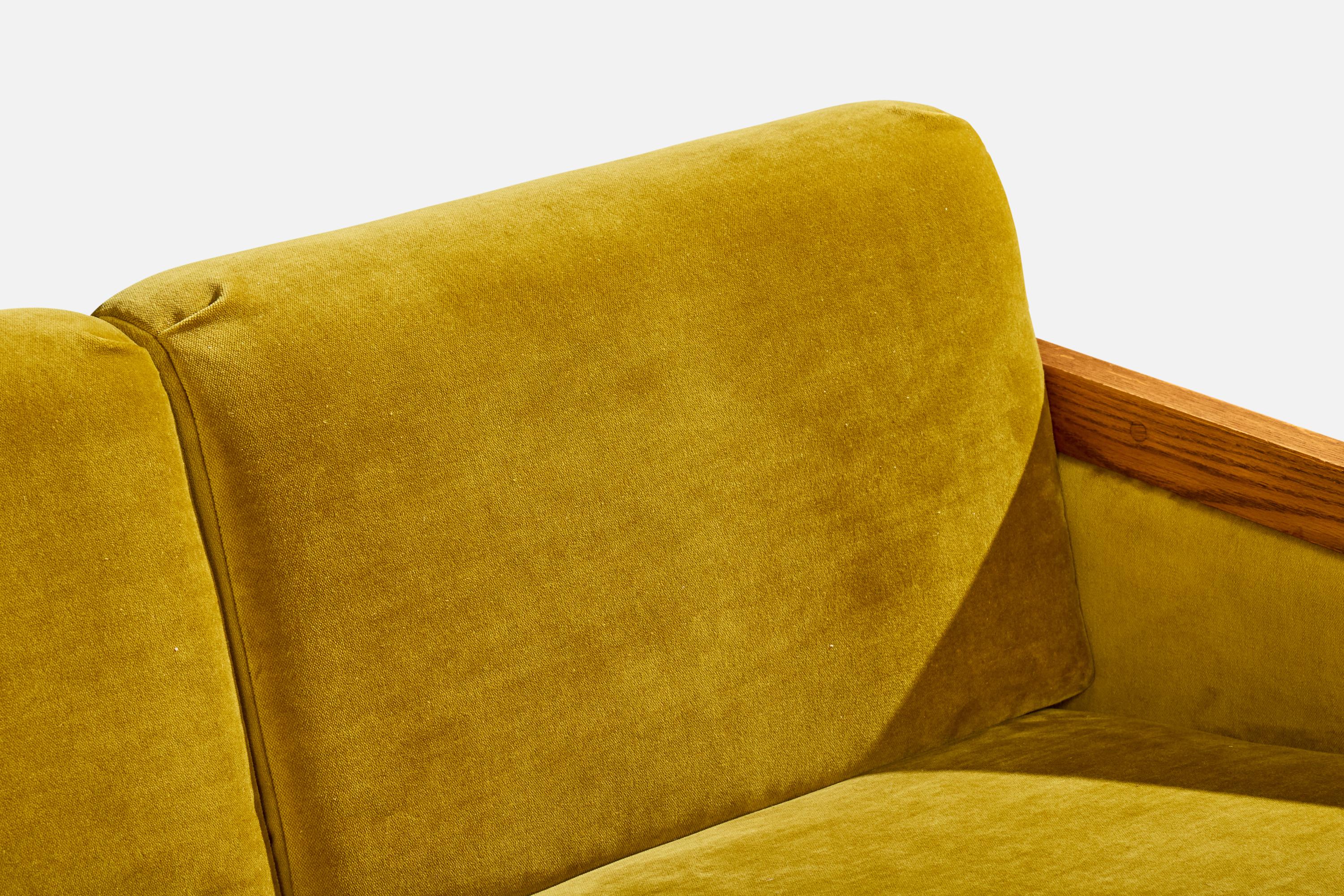 American Design, Canapé, Oak, Velvet, USA, années 1950 en vente 3