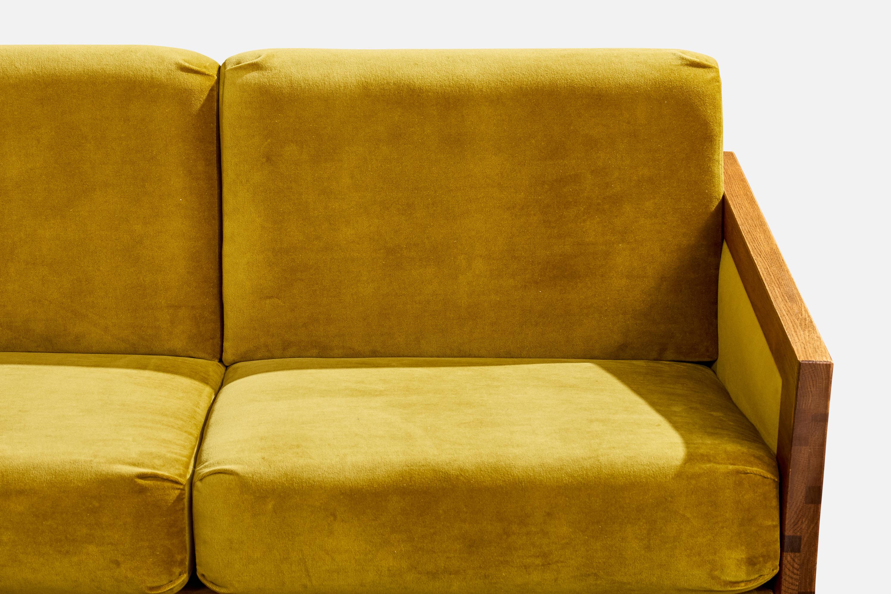 American Design, Canapé, Oak, Velvet, USA, années 1950 en vente 4