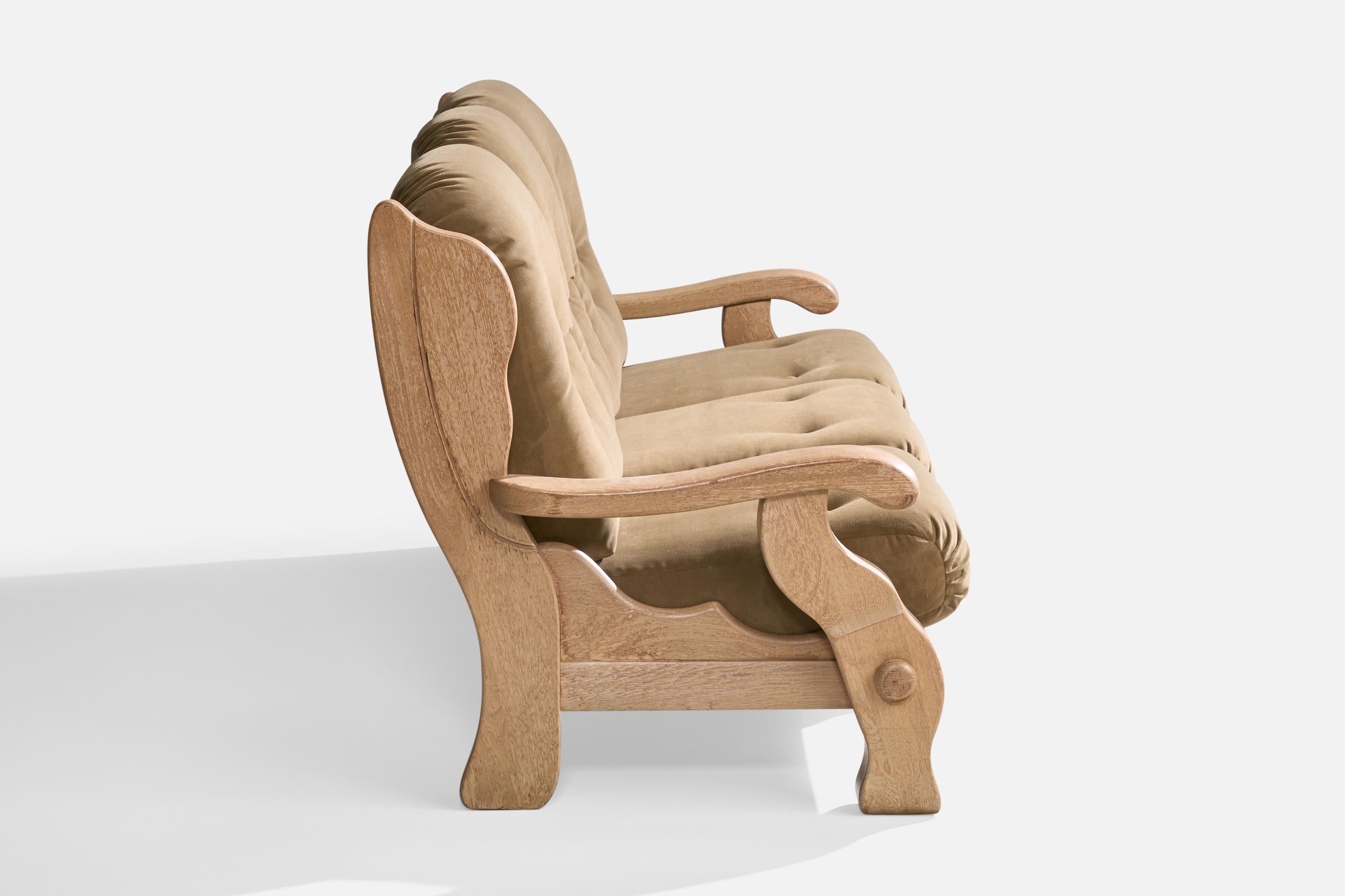 American Designer, Sofa, Oak, Velvet, USA, 1950s For Sale 9