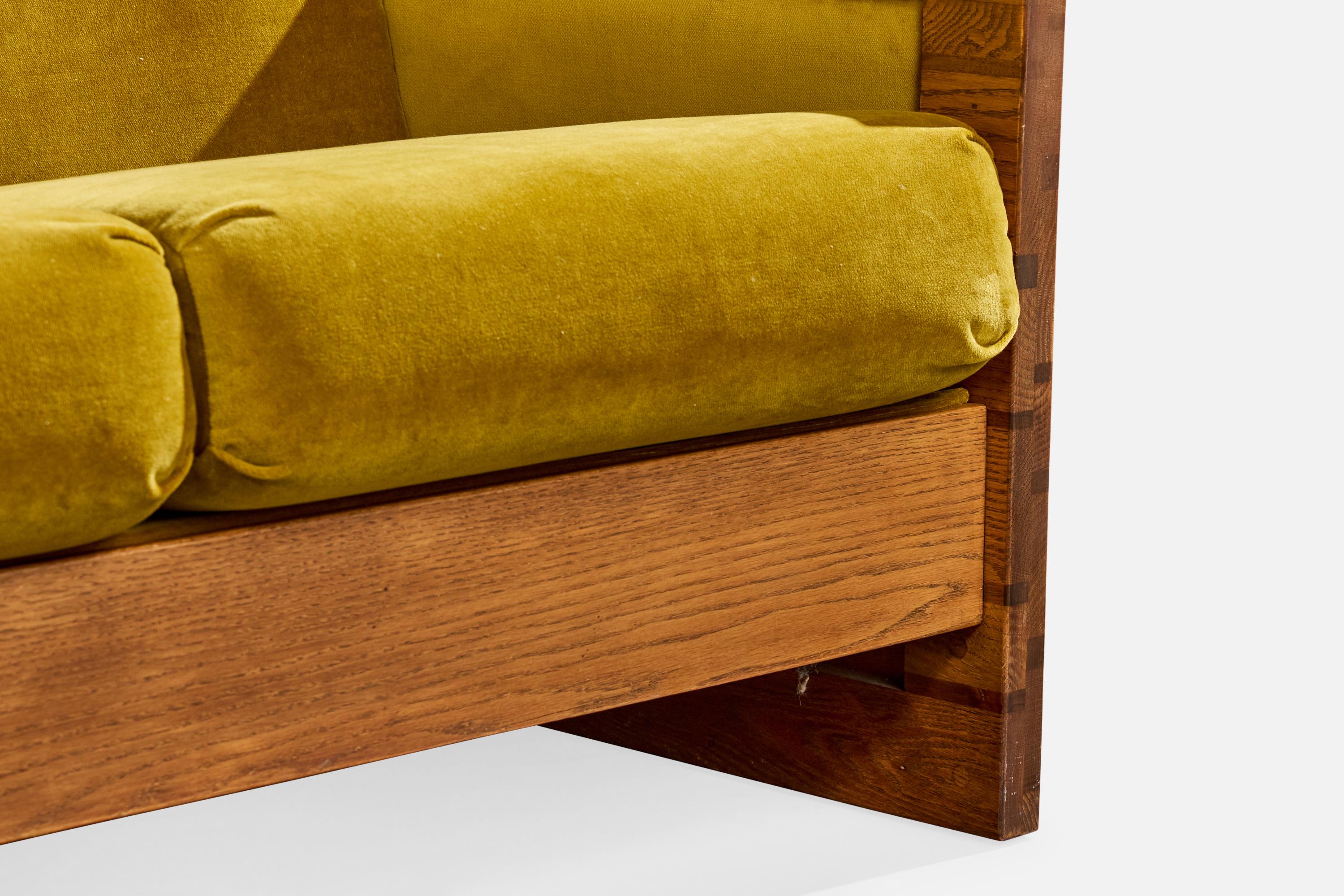 American Design, Canapé, Oak, Velvet, USA, années 1950 en vente 6