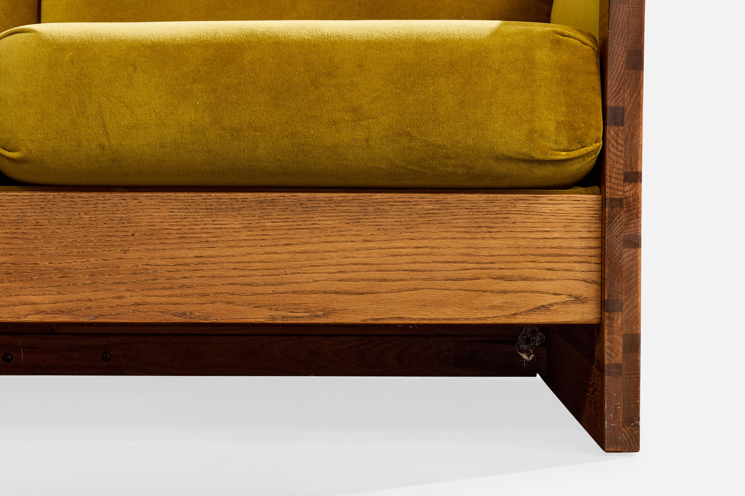 American Design, Canapé, Oak, Velvet, USA, années 1950 en vente 7