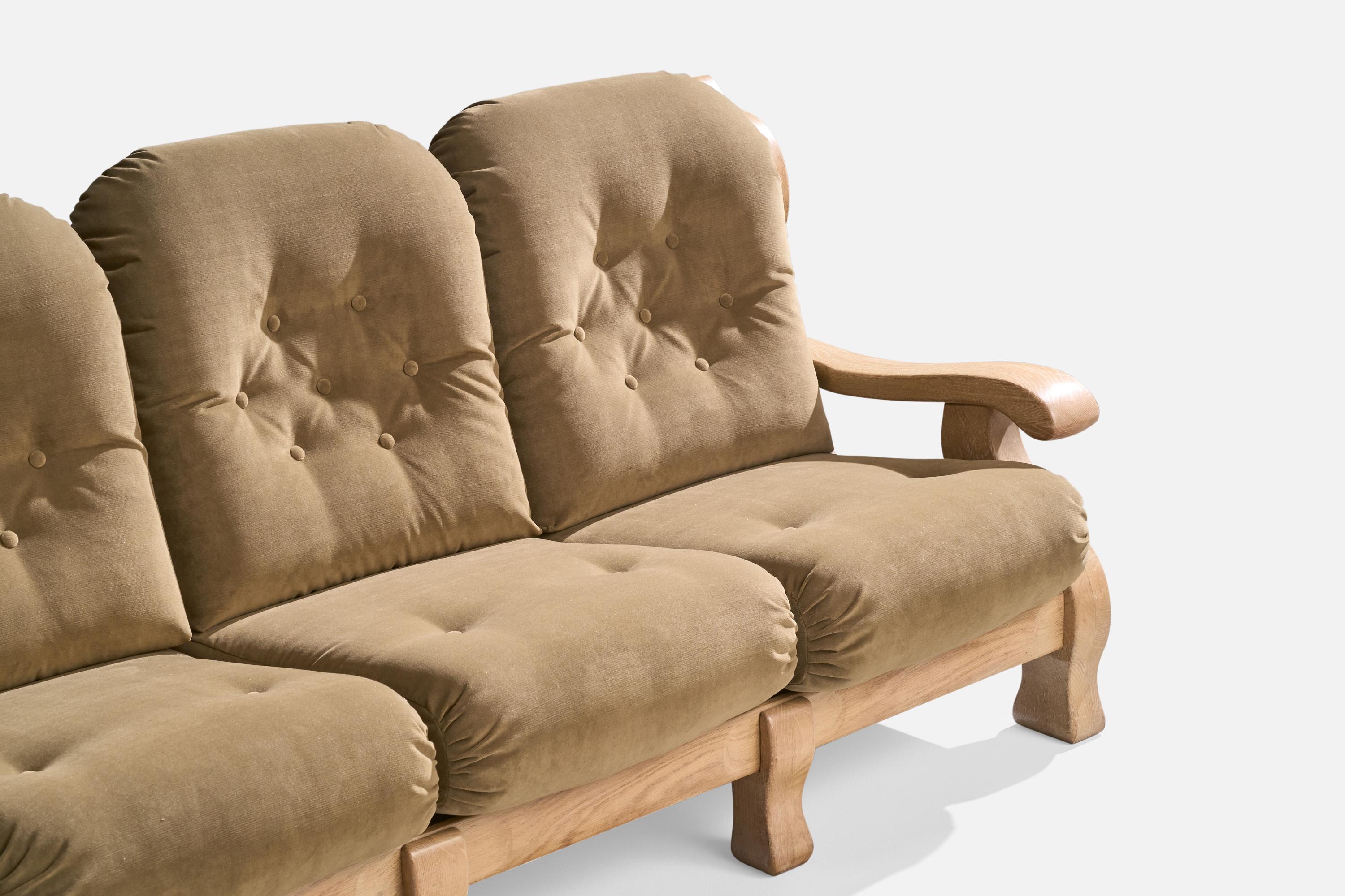 American Designer, Sofa, Oak, Velvet, USA, 1950s For Sale 11
