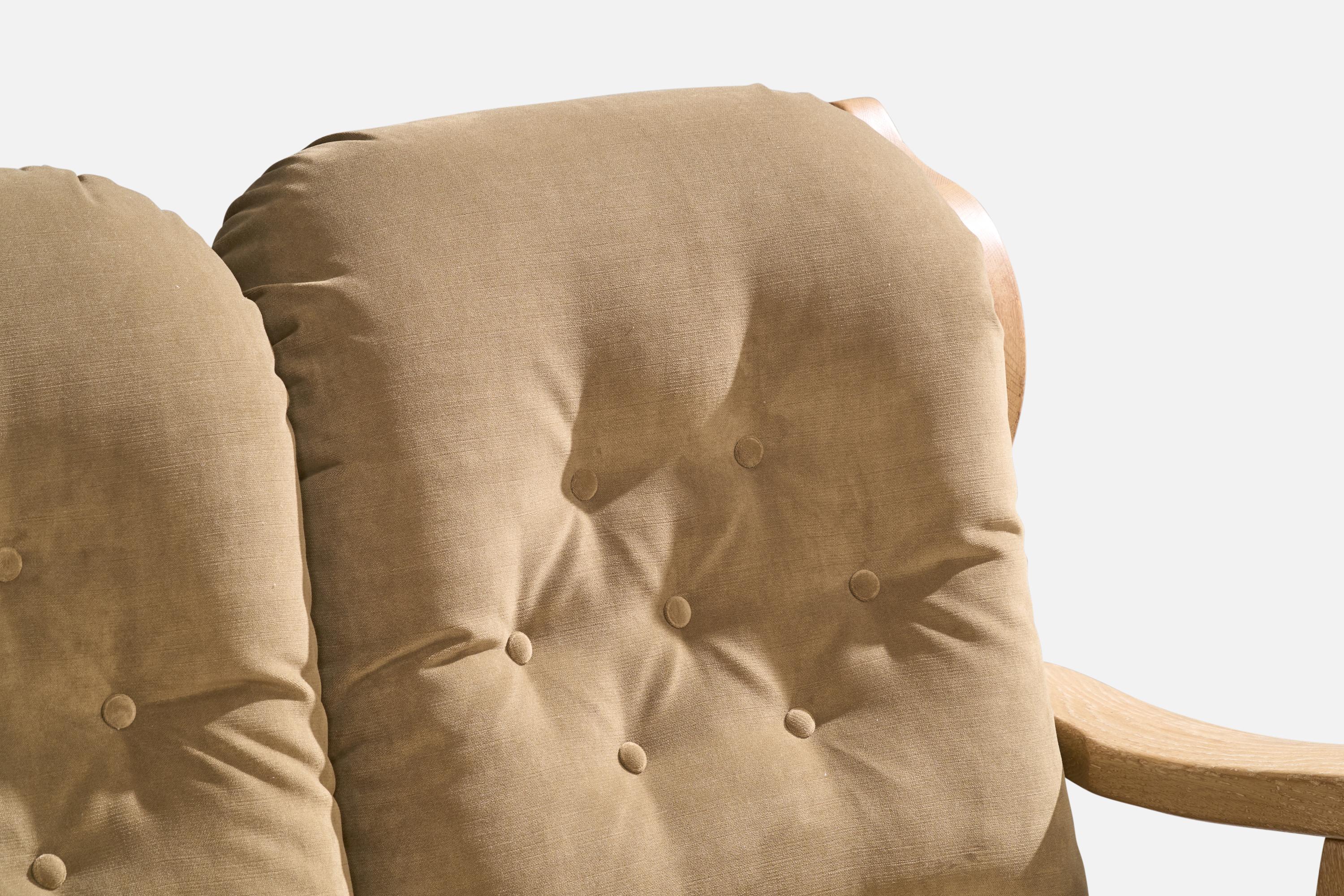 American Designer, Sofa, Oak, Velvet, USA, 1950s For Sale 13