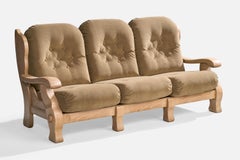 American Designer, Sofa, Oak, Velvet, USA, 1950s