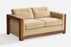 American Designer, Sofa, Oak, Velvet, USA, 1950s